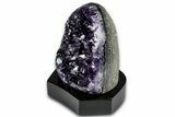 Deep Purple Amethyst Geode With Wood Base - Uruguay #342744-1